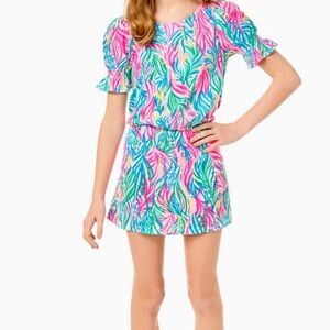Lilly Pulitzer MINI ADLEY ROMPER - multi sea turtle soiree- kids size small